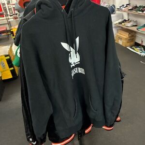 Men’s Rare PLAYBOY X PLEASURES PULLOVER HOODIE Pre Owned SZ L Heavy Quality